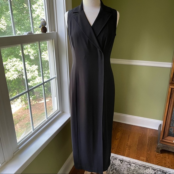 Jones New York Collared Black Button Front Sleeveless Shirt Dress - Picture 1 of 6